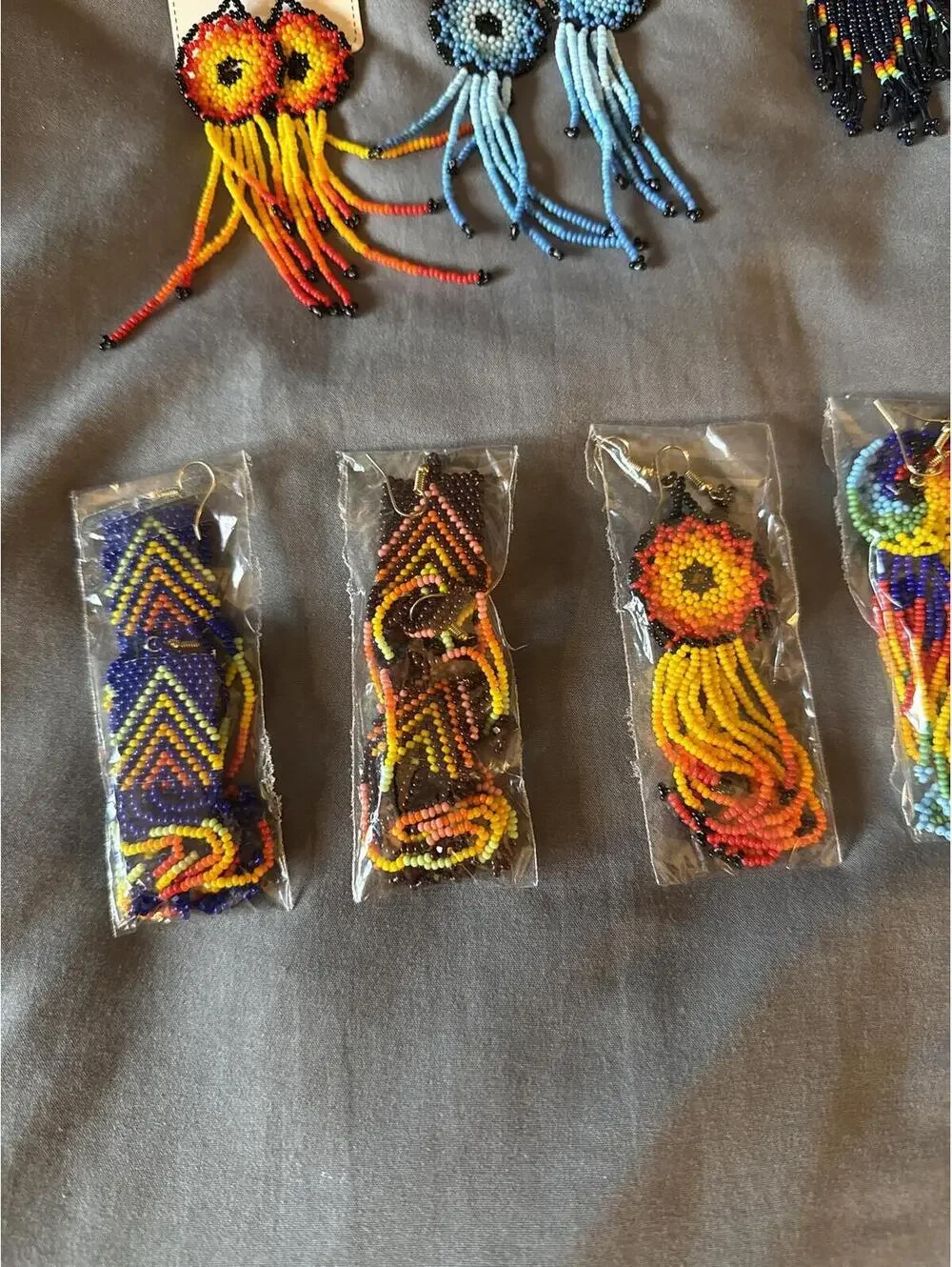 Handmade Bohemian Beaded Earrings - Multi Color Cotton Festival Style